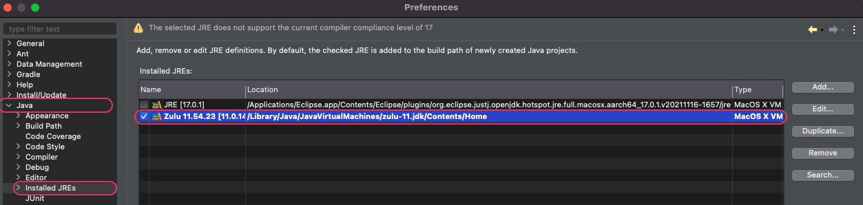 Edit JRE to our JDK which is zulu OpenJDK just set up